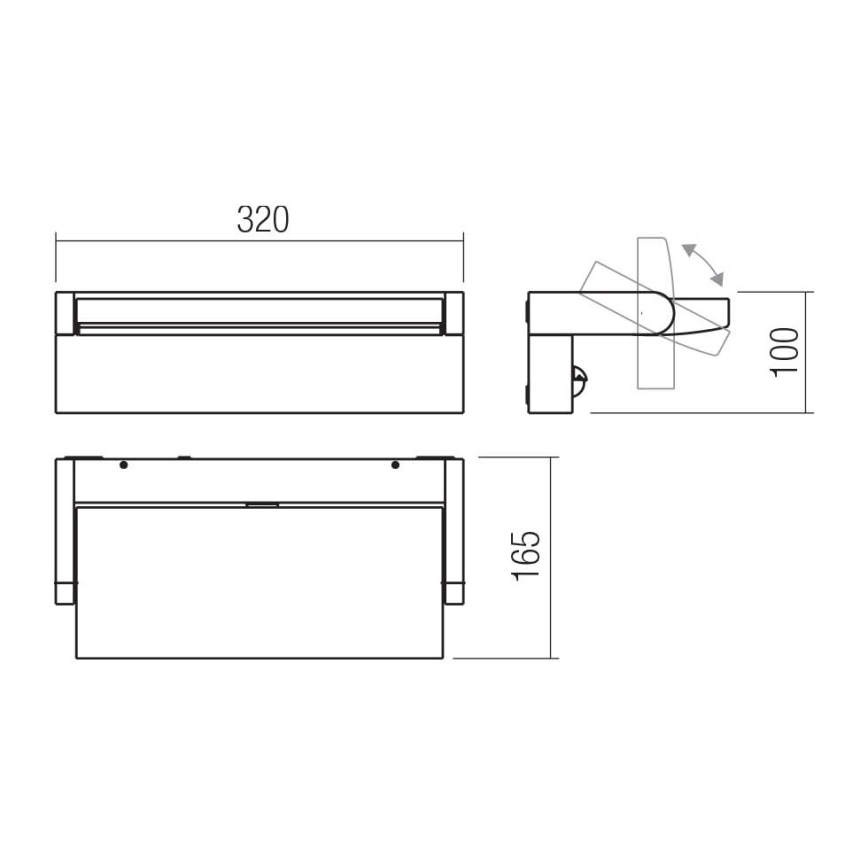 Redo 90716 - FLIP LED ulkoseinävalaisin, 40 W, 230 V, 3000/4000/5000 K, CRI 90, IP54, ruskea