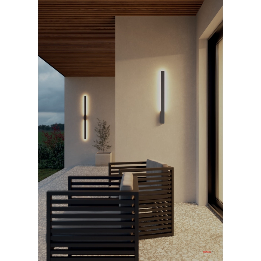 Redo 90870 - LED-ulkoseinävalaisin REFLEXA LED/6W/230V 3000K 62,1 cm CRI 90 IP54 antrasiitti