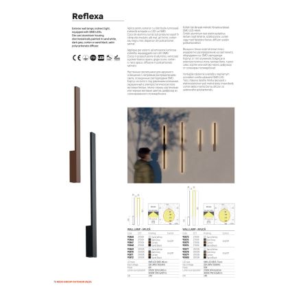 Redo 90870 - LED-ulkoseinävalaisin REFLEXA LED/6W/230V 3000K 62,1 cm CRI 90 IP54 antrasiitti