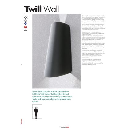 Redo 9536 - LED-ulkoseinävalaisin TWILL 1xLED/11W/230V IP65