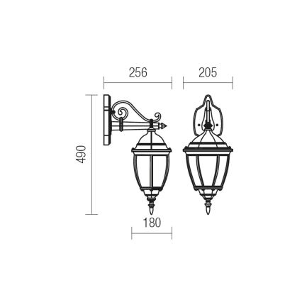 Redo 9605 - Ulkoseinävalaisin SEVILLA 1xE27/42W/230V IP44 kulta/patina