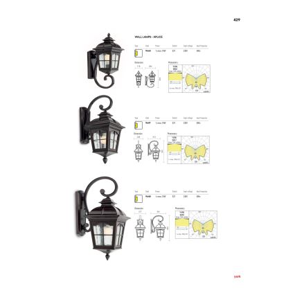 Redo 9648 - Ulkoseinävalaisin YORK 1xE27/70W/230V IP44 ruskea