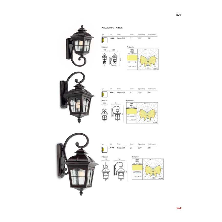 Redo 9648 - Ulkoseinävalaisin YORK 1xE27/70W/230V IP44 ruskea