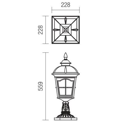 Redo 9652 - Ulkovalaisin YORK 1xE27/70W/230V IP44 ruskea