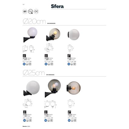 Redo 9760 - Vara-varjostin ulkovalaisimeen SFERA Ø 20 cm IP44 ruskea