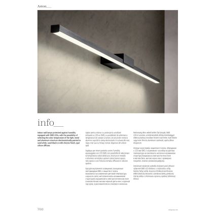 Redo01-3270 - Kylpyhuoneen LED-peilivalo ASTON LED/12W/230V 60 cm CRI 90 IP44 musta