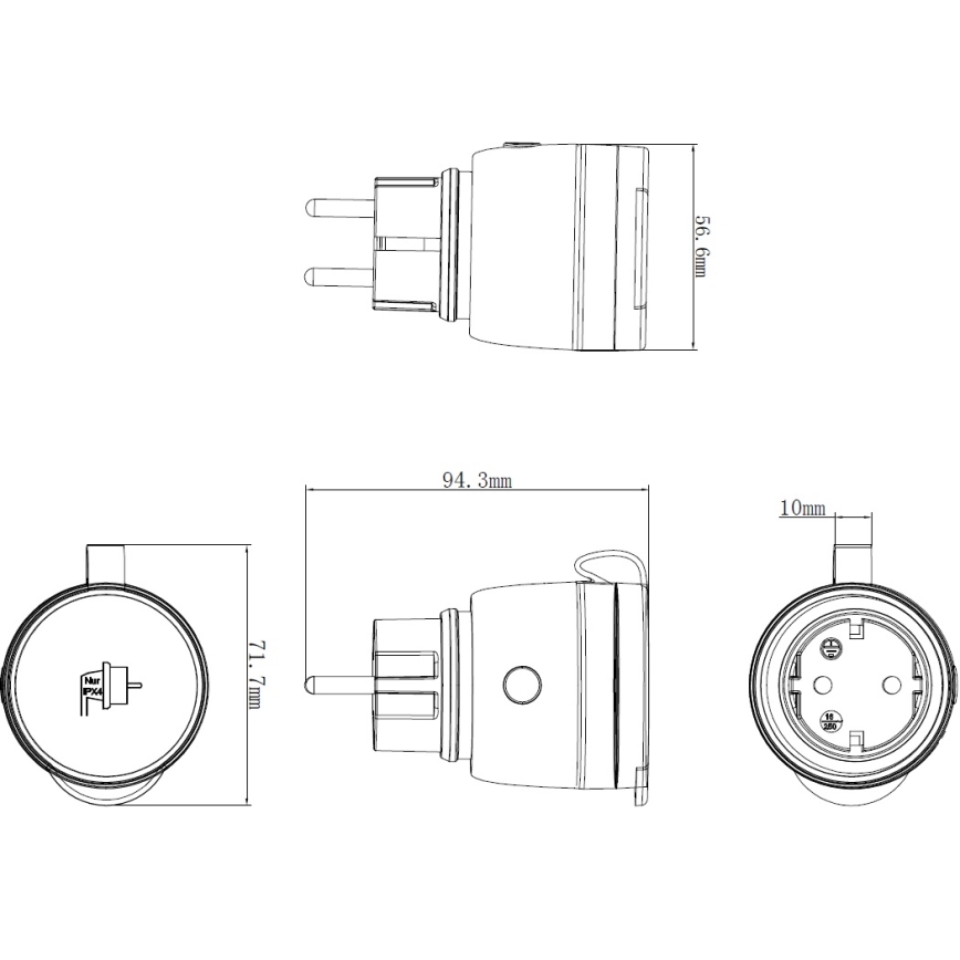 Älykäs ulko pistoke 3680W/230V/Tyyppi F SCHUKO/16A Wi-Fi IP44