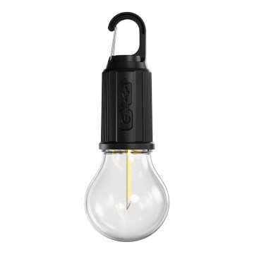 Retlux - Himmennettävä ladattava LED-taskulamppu LED/0,3W/USB 400 mAh IP44 musta