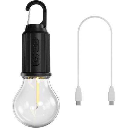 Retlux - Himmennettävä ladattava LED-taskulamppu LED/0,3W/USB 400 mAh IP44 musta