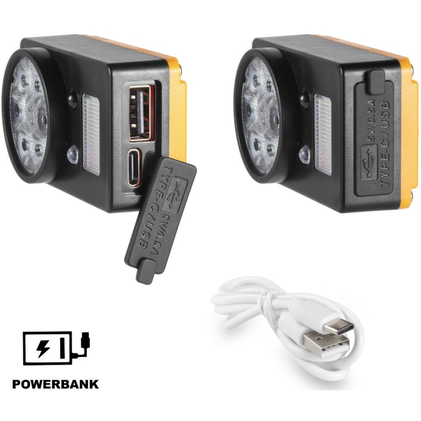 Ladattava LED-otsalamppu anturilla ja powerbank-toiminnolla LED/1200 mAh IP44 musta