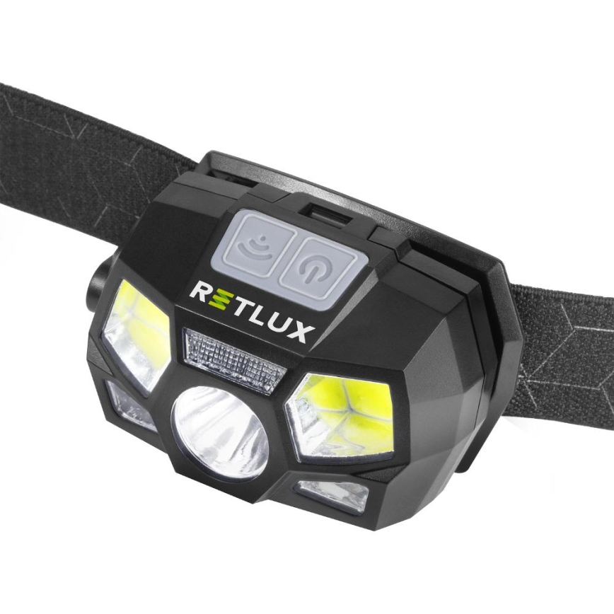 LED-ladattava otsalamppu liiketunnistimella, 3 W LED, 900 mAh, IP44, musta