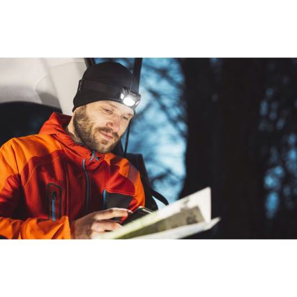 Ladattava LED-otsalamppu LED/3W/1200 mAh IP44 musta