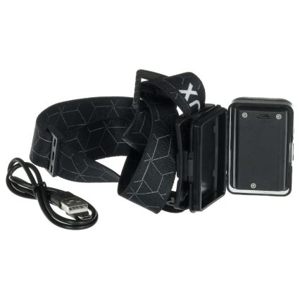 Ladattava LED-otsalamppu LED/3W/1200 mAh IP67 musta