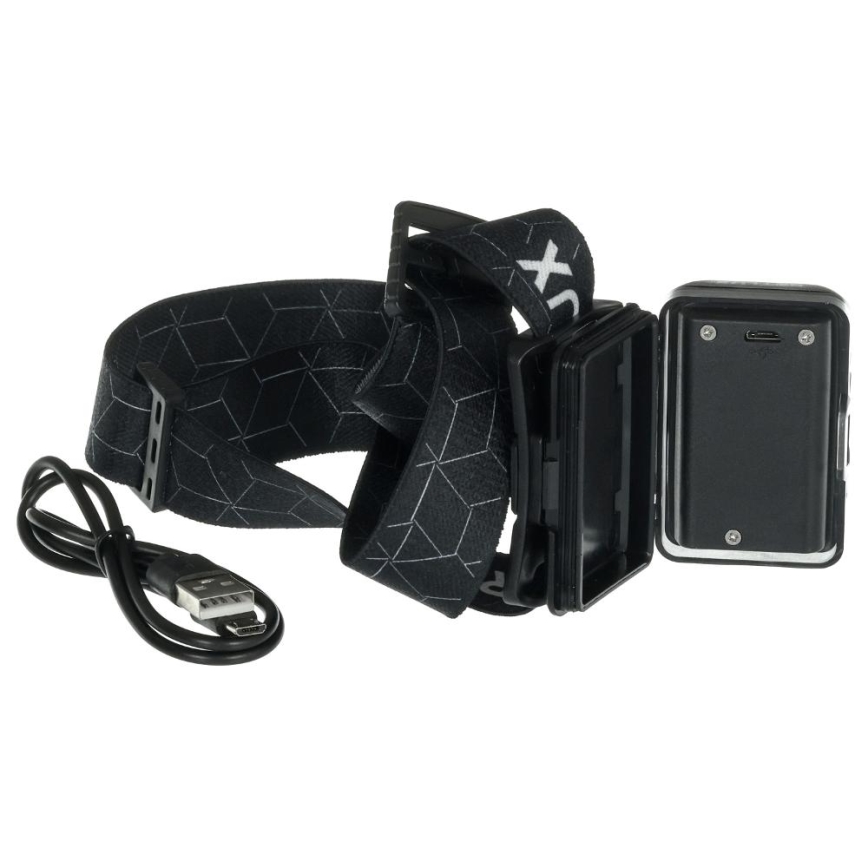 Ladattava LED-otsalamppu LED/3W/1200 mAh IP67 musta