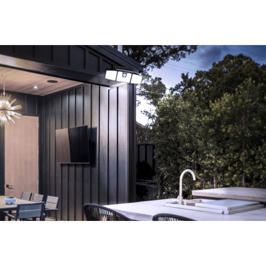 LED-aurinkokäyttöinen heijastin anturilla LED/6,5W/3,7V 1200 mAh IP44