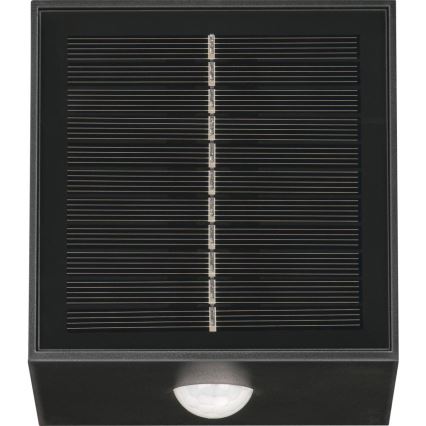 LED-aurinkokäyttöinen seinävalaisin liiketunnistimella LED/1W/3,7V 1200 mAh IP44 musta
