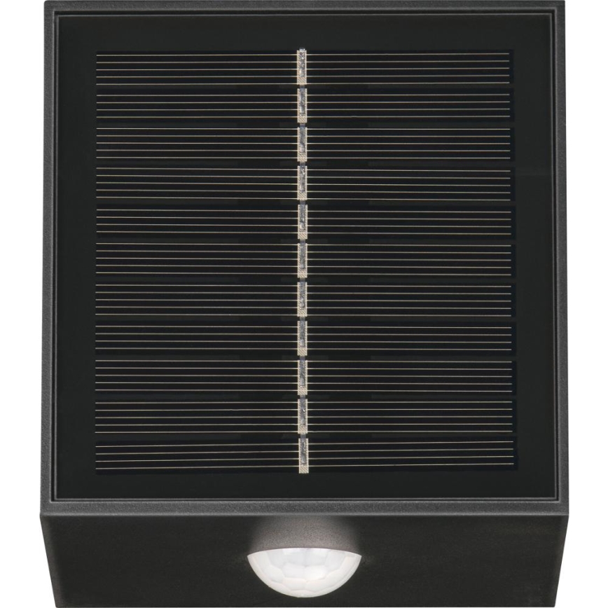 LED-aurinkokäyttöinen seinävalaisin liiketunnistimella LED/1W/3,7V 1200 mAh IP44 musta