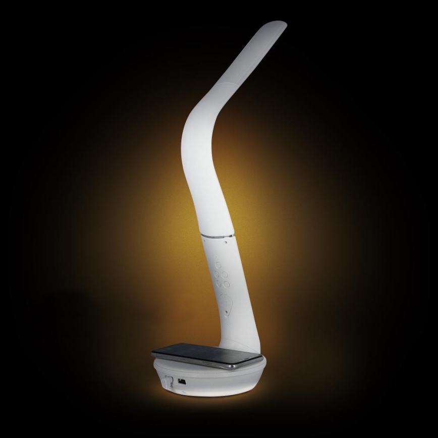 LED himmennettävä pöytävalaisin langattomalla Qi 5W -latauksella ja näytöllä LED/6W/230V/1xCR2032 3000/4000/6000K valkoinen