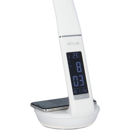 LED himmennettävä pöytävalaisin langattomalla Qi 5W -latauksella ja näytöllä LED/6W/230V/1xCR2032 3000/4000/6000K valkoinen