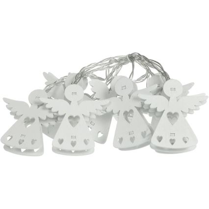 LED-jouluketju 10xLED/2xAA/lämpimänvalkoinen 2m enkelit