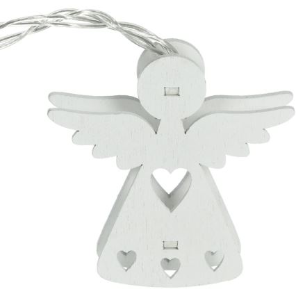 LED-jouluketju 10xLED/2xAA/lämpimänvalkoinen 2m enkelit