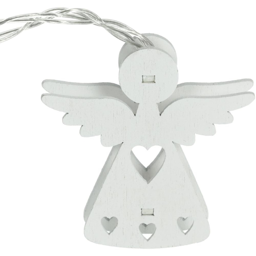 LED-jouluketju 10xLED/2xAA/lämpimänvalkoinen 2m enkelit