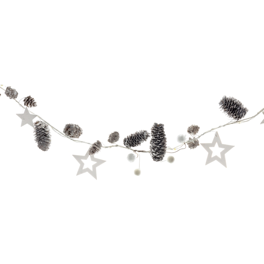 LED-jouluketju 10xLED/3xAA 2,5m lämpimänvalkoinen