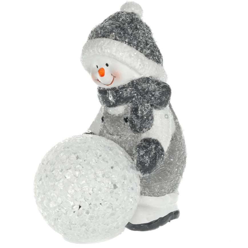 LED-joulukoriste LED/2xLR44/lämpimänvalkoinen lumiukko lumipallon kanssa