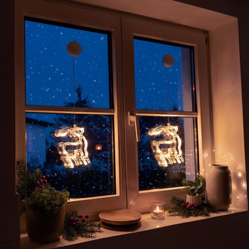 LED joulukoriste LED/3xAAA/lämmin valkoinen poro