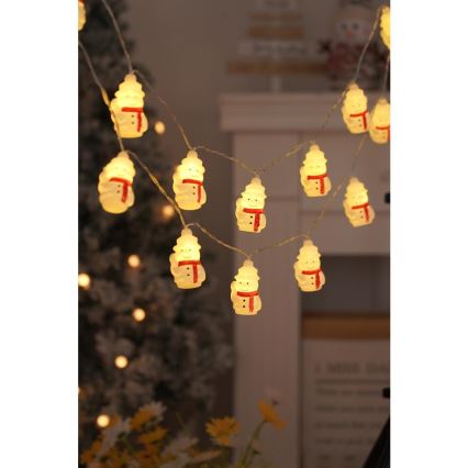 LED jouluköynnös 20xLED/3xAA/lämmin valkoinen 3,3m lumiukot