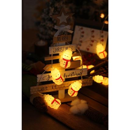 LED jouluköynnös 20xLED/3xAA/lämmin valkoinen 3,3m lumiukot
