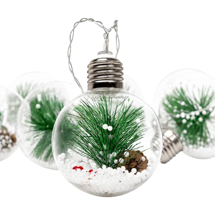 LED-joulukoristesarja 10xLED/3xAAA/lämmin valkoinen 2,1 m, kuulat