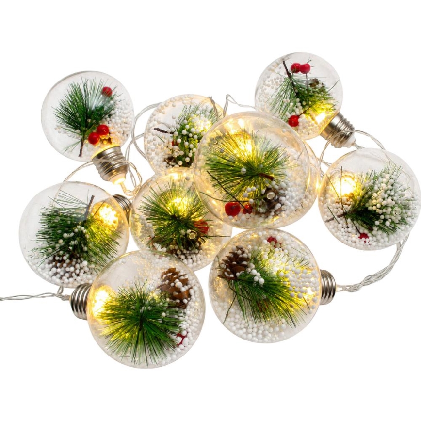 LED-joulukoristesarja 10xLED/3xAAA/lämmin valkoinen 2,1 m, kuulat