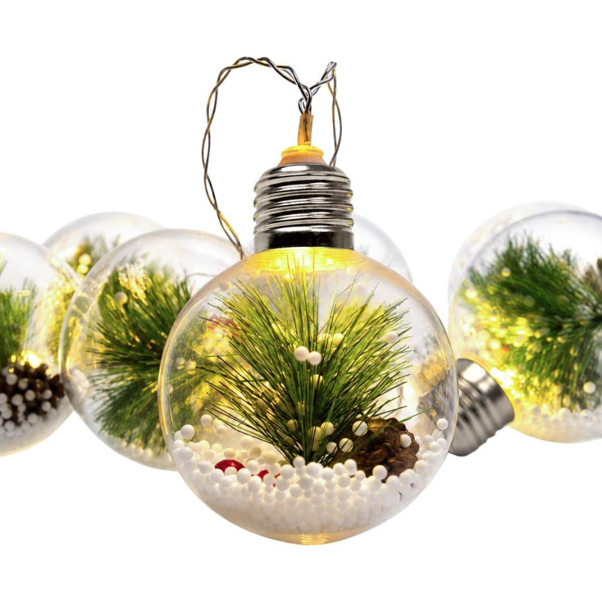 LED-joulukoristesarja 10xLED/3xAAA/lämmin valkoinen 2,1 m, kuulat