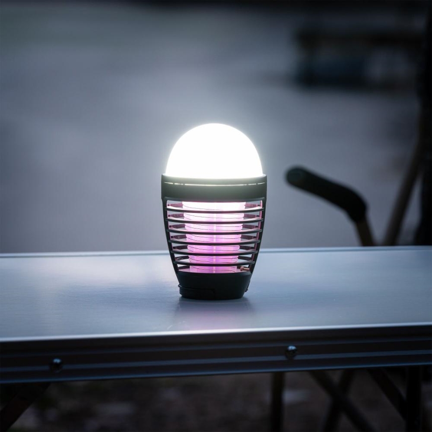 Retlux - LED-kannettava ladattava lamppu hyönteisansalla LED/5W/1800 mAh IP44 musta