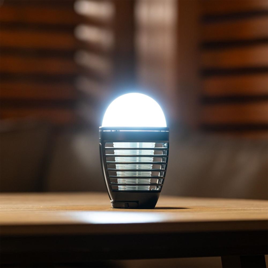 Retlux - LED-kannettava ladattava lamppu hyönteisansalla LED/5W/1800 mAh IP44 musta