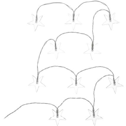 LED Koristeketju 10xLED/2xAA 1,8m kylmä valkoinen