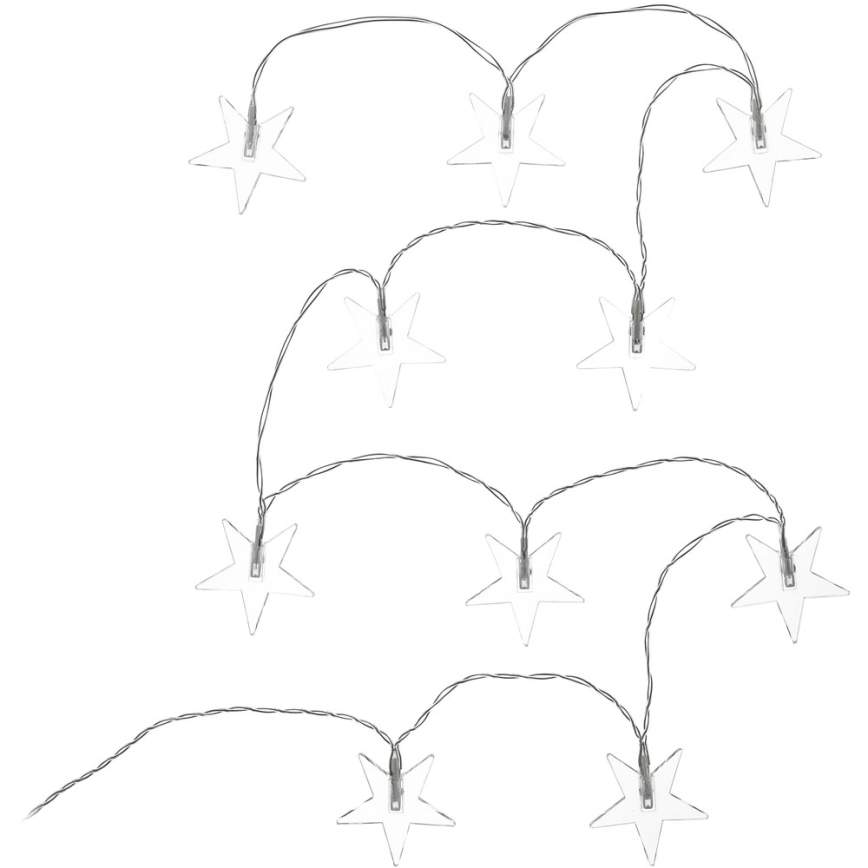 LED Koristeketju 10xLED/2xAA 1,8m kylmä valkoinen