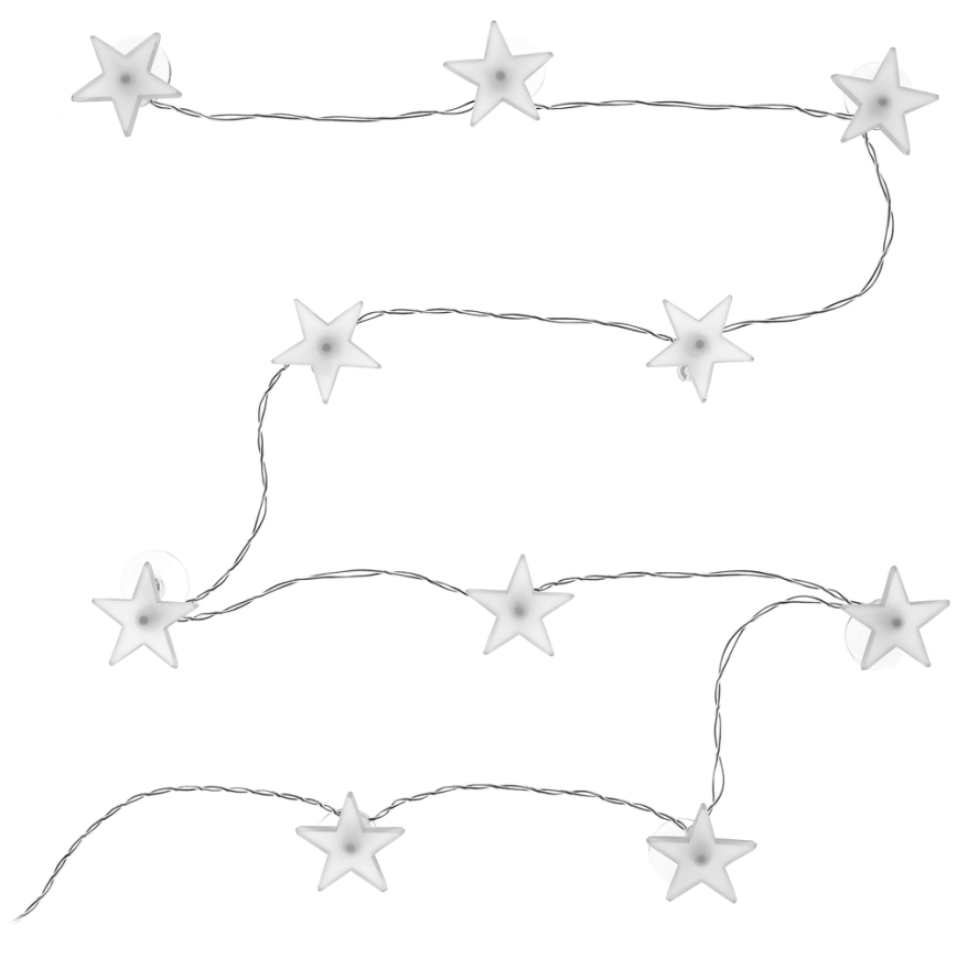 LED koristevalosarja imukuppeilla 10xLED/2xAA 1,8m kylmän valkoinen