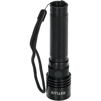 LED-ladattava alumiininen taskulamppu 3W/2000 mAh IPX4, musta