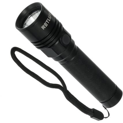 LED-ladattava alumiininen taskulamppu 3W/2000 mAh IPX4, musta