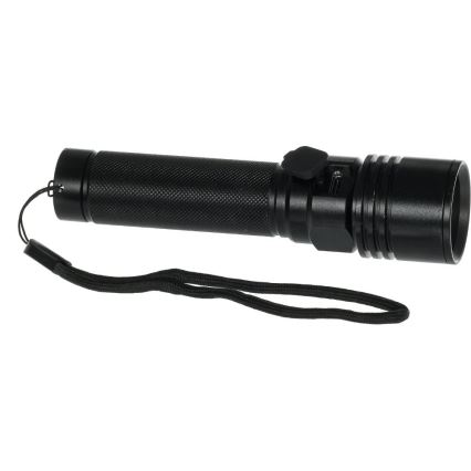 LED-ladattava alumiininen taskulamppu 3W/2000 mAh IPX4, musta