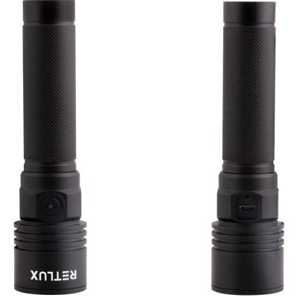 LED-ladattava alumiininen taskulamppu 3W/2000 mAh IPX4, musta