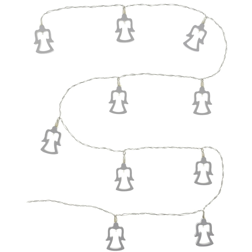 LED-valoketju 10 x LED / 2 x AA, 1,8 m, lämmin valkoinen