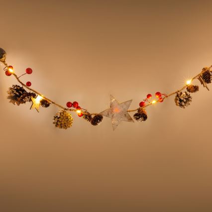 LED-valosarja 10xLED/3xAA 2,5m lämmin valkoinen