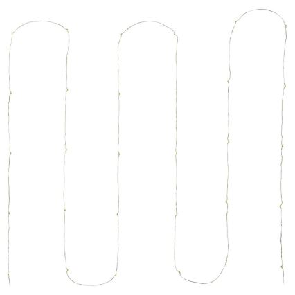 LED-ketju 30 LEDiä, paristokäyttöinen (3 x AA), 3,3 m, lämmin valkoinen