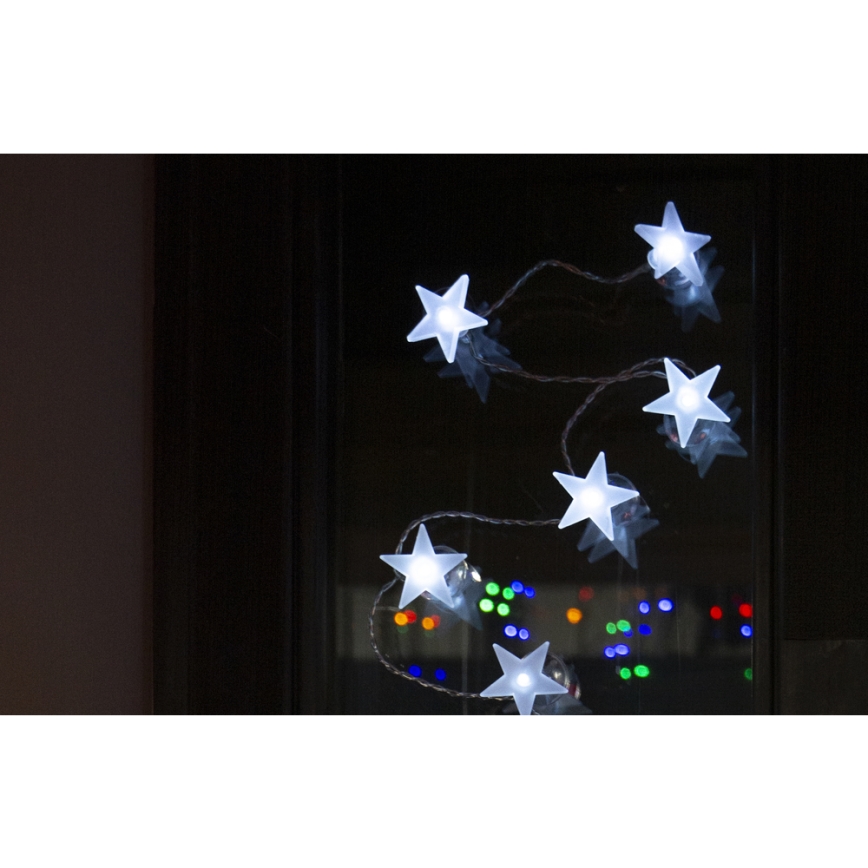 LED-koristevaloketju imukuppeilla 10xLED/2xAA 1,8m kylmänvalkoinen