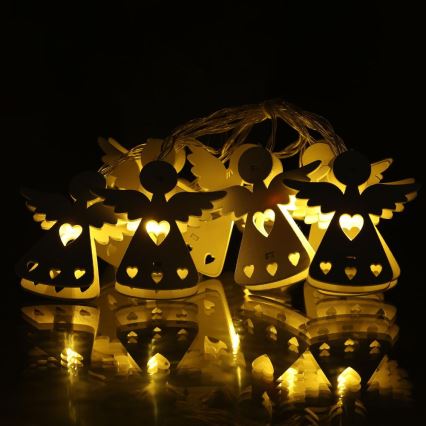 LED  valoketju 10xLED/2xAA/lämmin valkoinen 2m enkelit