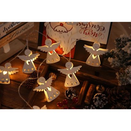 LED  valoketju 10xLED/2xAA/lämmin valkoinen 2m enkelit