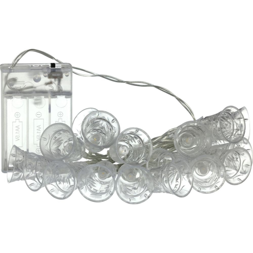 LED-valoketju 20xLED/3xAA/lämmin valkoinen 2,2 m koristekellot